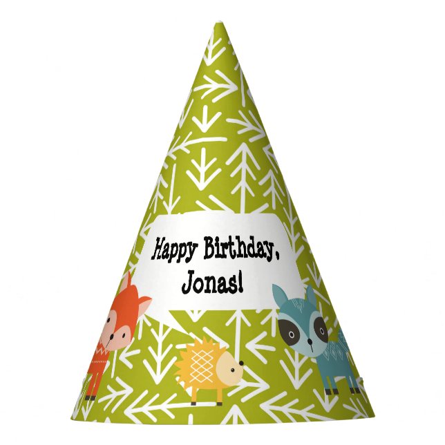 Woodland Animal Personalized Party Hats (Front)
