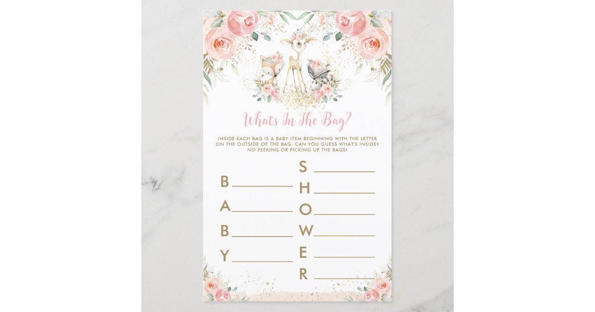 Woodland Animal Pink Floral What's in the Bag Game Zazzle