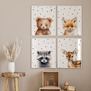 Woodland Animal Portret Nursery Wall Art Sets
