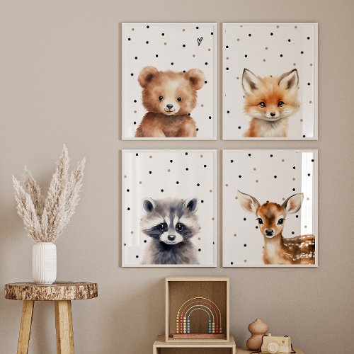 Woodland Animal Portret Nursery Wall Art Sets