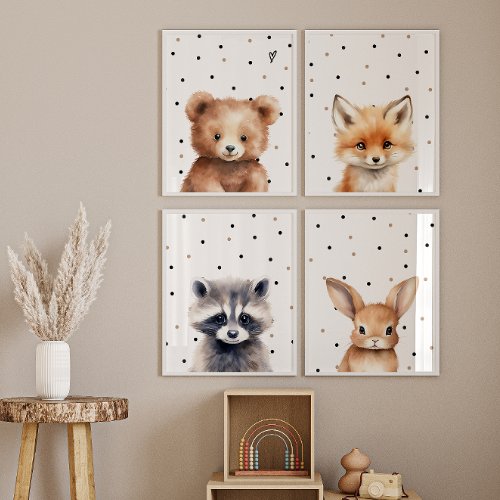 Woodland Animal Portret Nursery Wall Art Sets