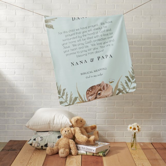 Woodland Animal Prayer for Child Baby Blanket (In Situ)