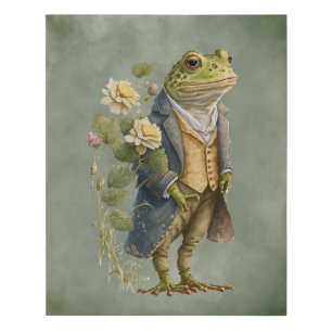 Woodland Animal Rustic Frog Home Decor Faux Canvas Print