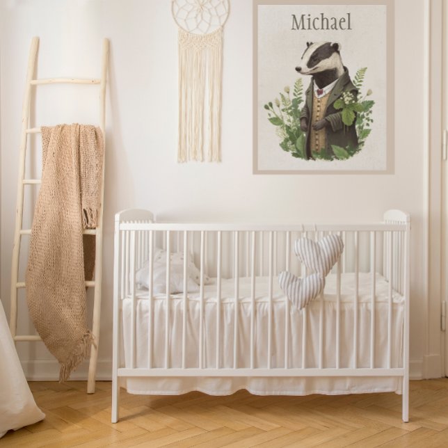 Woodland Animal Rustic Skunk Nursery Name Faux Canvas Print (Creator Uploaded)