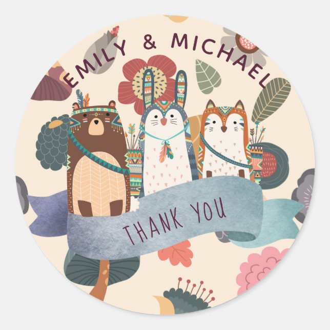 Woodland Animal Stickers for Favors, Envelopes (Front)
