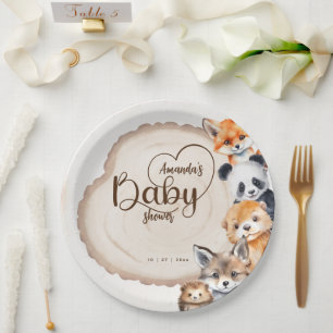 Woodland Animal Theme Baby Shower Paper Plates