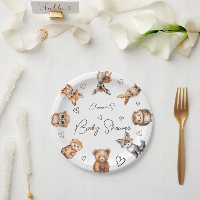 Woodland Animal Theme Baby Shower Paper Plates (Wedding)