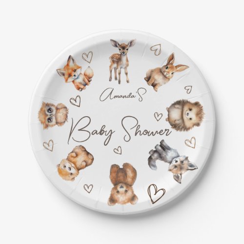 Woodland Animal Theme Baby Shower Paper Plates