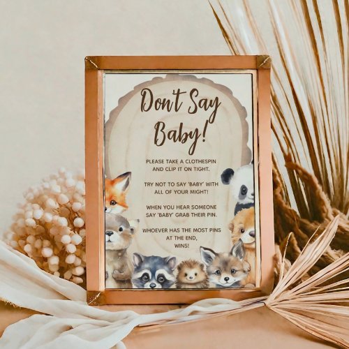 Woodland Animal theme dont say baby Game Poster