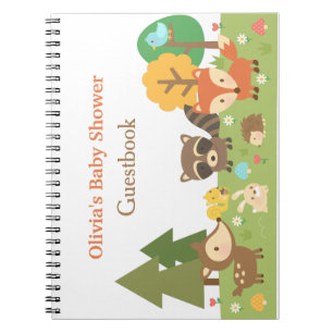 Woodland Animal Themed Baby Shower Guestbook Notebook
