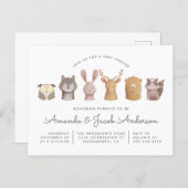 Woodland Animal Themed Baby Shower Invitation Postcard (Front/Back)