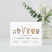 Woodland Animal Themed Baby Shower Invitation Postcard (Standing Front)