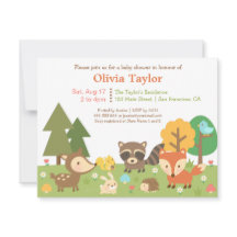 Woodland Animal Themed Baby Shower Invitations