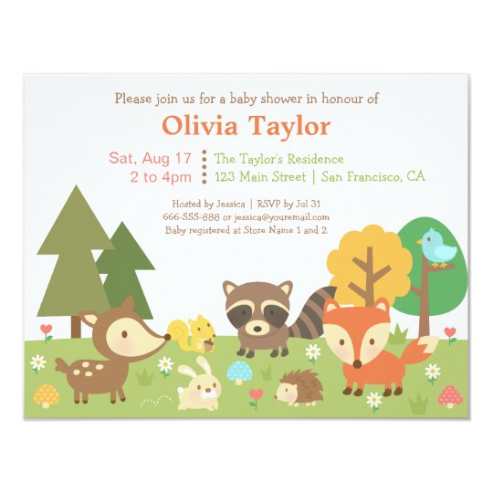 Woodland Animal Themed Baby Shower Invitations 6