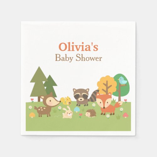 Woodland Animal Themed Baby Shower Party Supplies Paper Napkins