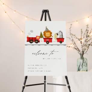 Woodland Animal Train Any Age Birthday Welcome Foam Board