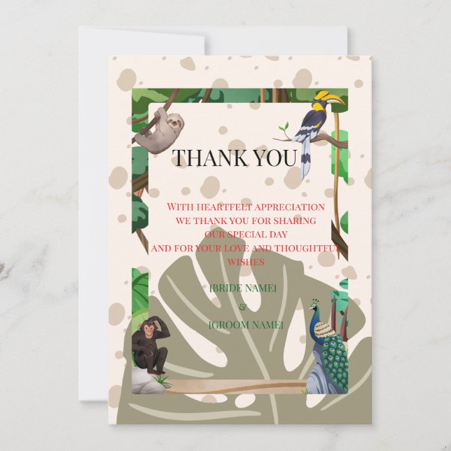 Woodland Animal Wedding Thank You Card (Front)
