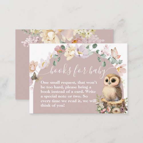 Woodland animal wildflower Girl Baby Shower  Enclosure Card