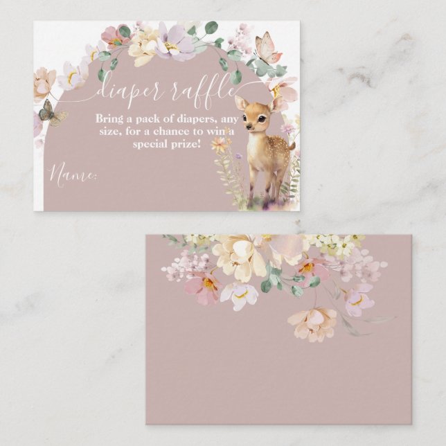 Woodland animal wildflower Girl Baby Shower  Enclosure Card (Front/Back)