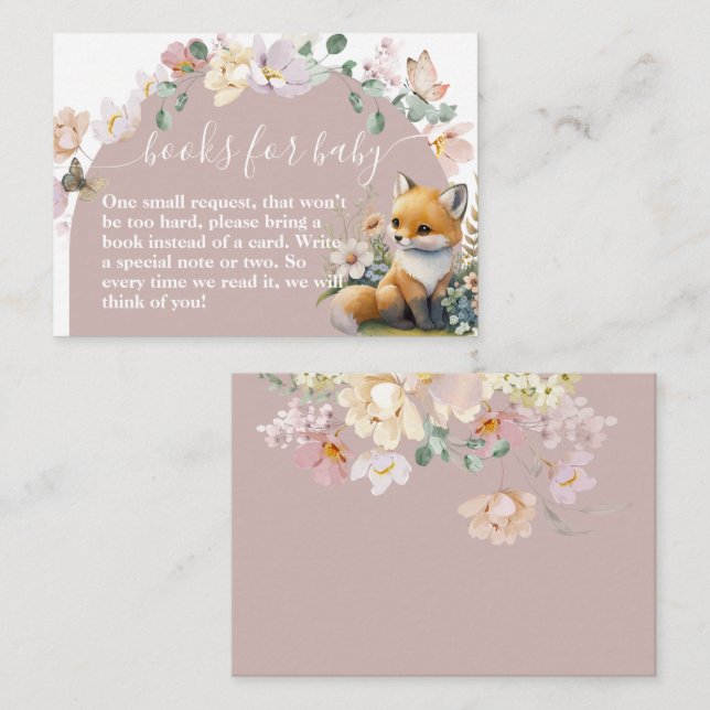 Woodland animal wildflower Girl Baby Shower  Enclosure Card (Front/Back)