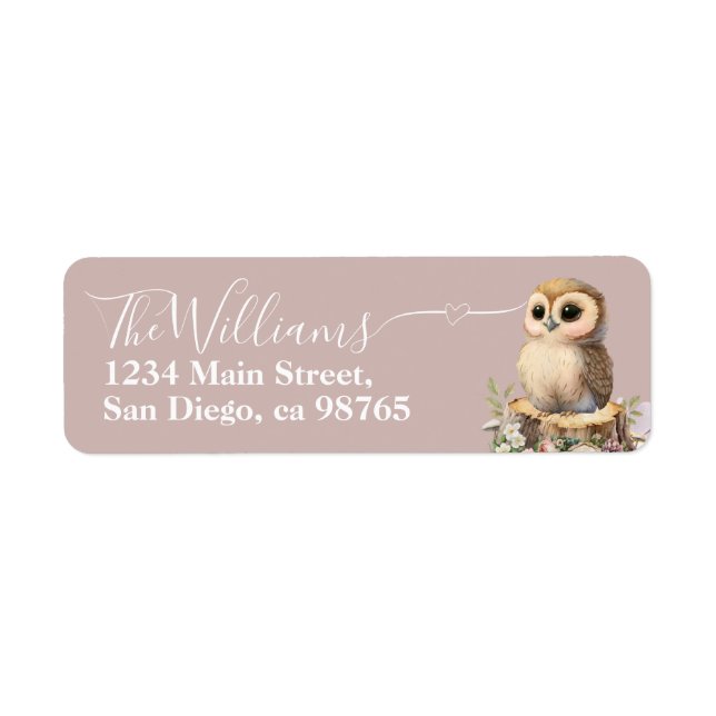 Woodland animal wildflower Girl Baby Shower  Label (Front)