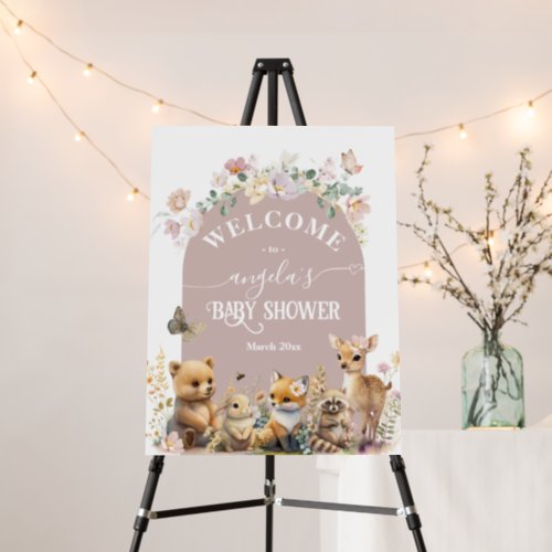 Woodland animal wildflower Girl Baby Shower welcom Foam Board