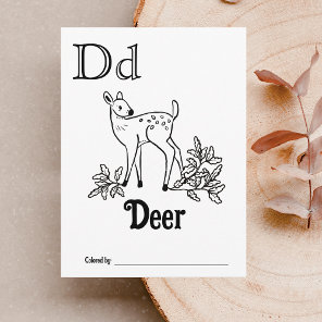 Woodland Animals ABC Coloring Baby Shower Activity Postcard