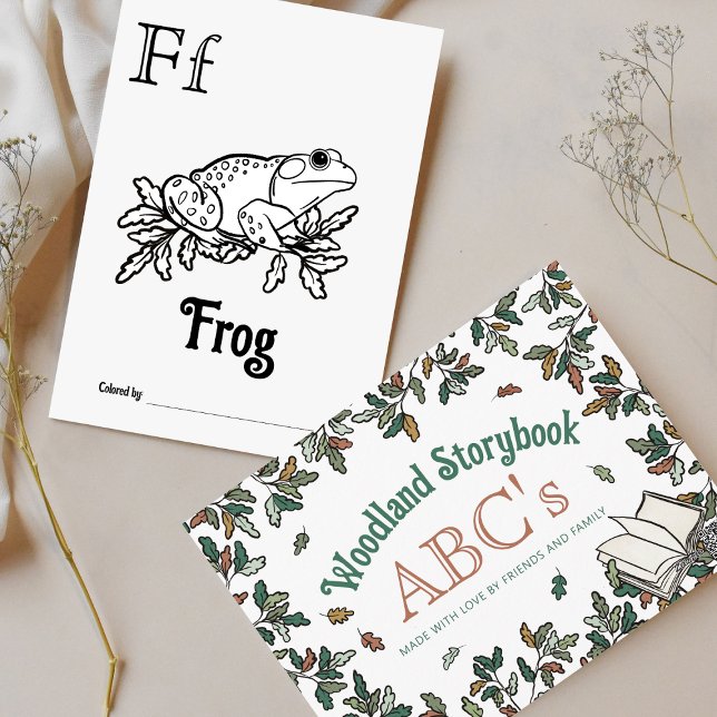 Woodland Animals ABC Coloring Baby Shower Activity Postcard (Other letters available in Woodland Storybook Baby Shower Collection)