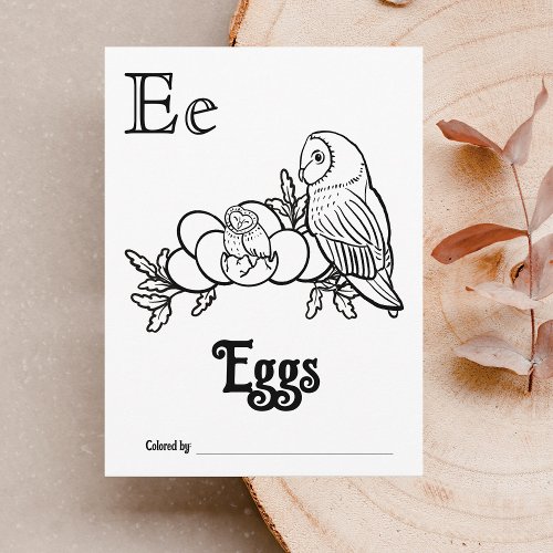 Woodland Animals ABC Coloring Baby Shower Activity Postcard
