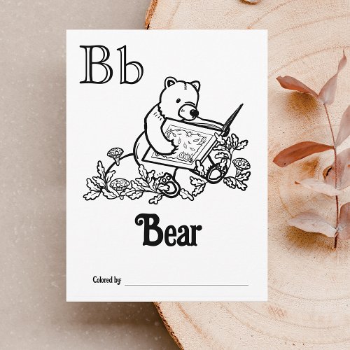 Woodland Animals ABC Coloring Baby Shower Activity Postcard