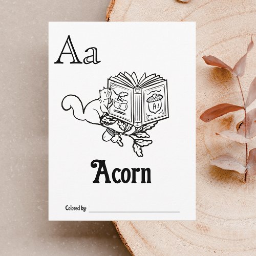 Woodland Animals ABC Coloring Baby Shower Activity Postcard