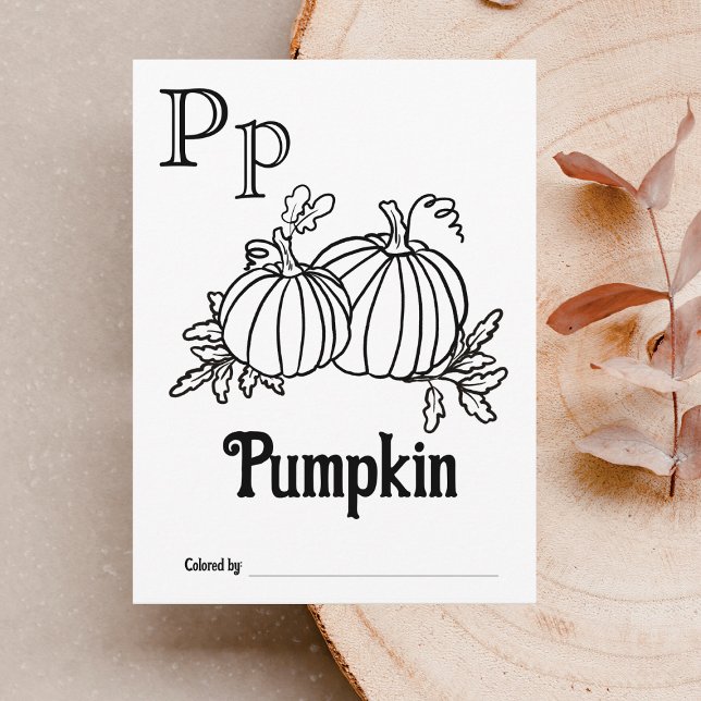 Woodland Animals ABC Coloring Baby Shower Activity Postcard (Letter P - Color Your Own Baby's First ABC's Keepsake Cards)