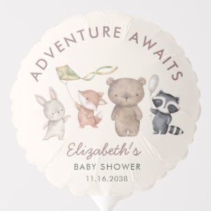 Woodland Animals Adventure Awaits Baby Shower Balloon