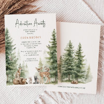 Woodland Animals Adventure Awaits Baby Shower Invitation