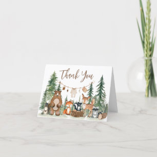 Woodland Animals Adventure Awaits Baby Shower Letterpress Thank You Card
