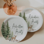 Woodland Animals Adventure Awaits Baby Shower Paper Plates<br><div class="desc">Introducing our forest woodland animals adventure awaits baby shower paper plates, perfect for a cute and whimsical celebration! Featuring a watercolor forest story theme with adorable creatures like a fox, bunny, and deer, it's great for a gender-neutral shower. This bohemian-inspired design sets a sweet and simple scene with its natural...</div>