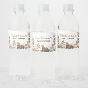 Woodland Animals Adventure Awaits Baby Shower Water Bottle Label