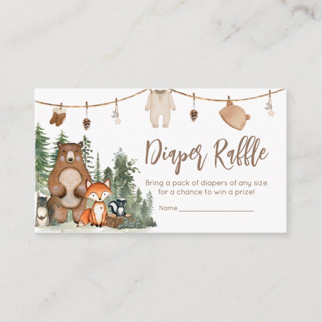 Woodland Animals Adventure Awaits Diaper Raffle Enclosure Card (Front)