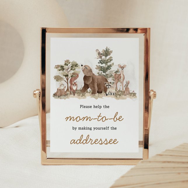 Woodland Animals Adventure Awaits Envelope Station Poster (Adventure Awaits Woodland Animals Baby Shower Envelope Station Sign)