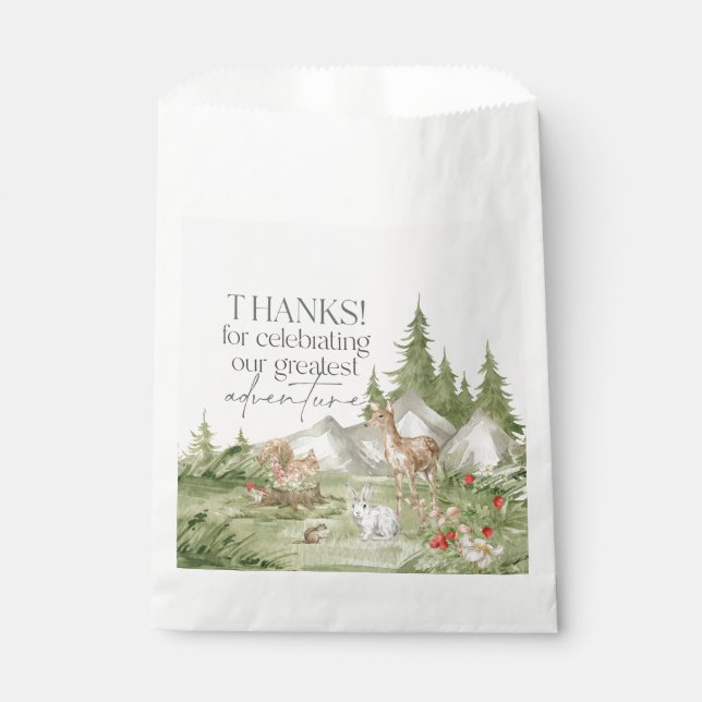 Woodland Animals  Adventure Awaits Favor Sticker Bag (Front)