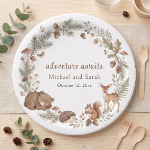 Woodland Animals Adventure Awaits Fox Log Paper Plates