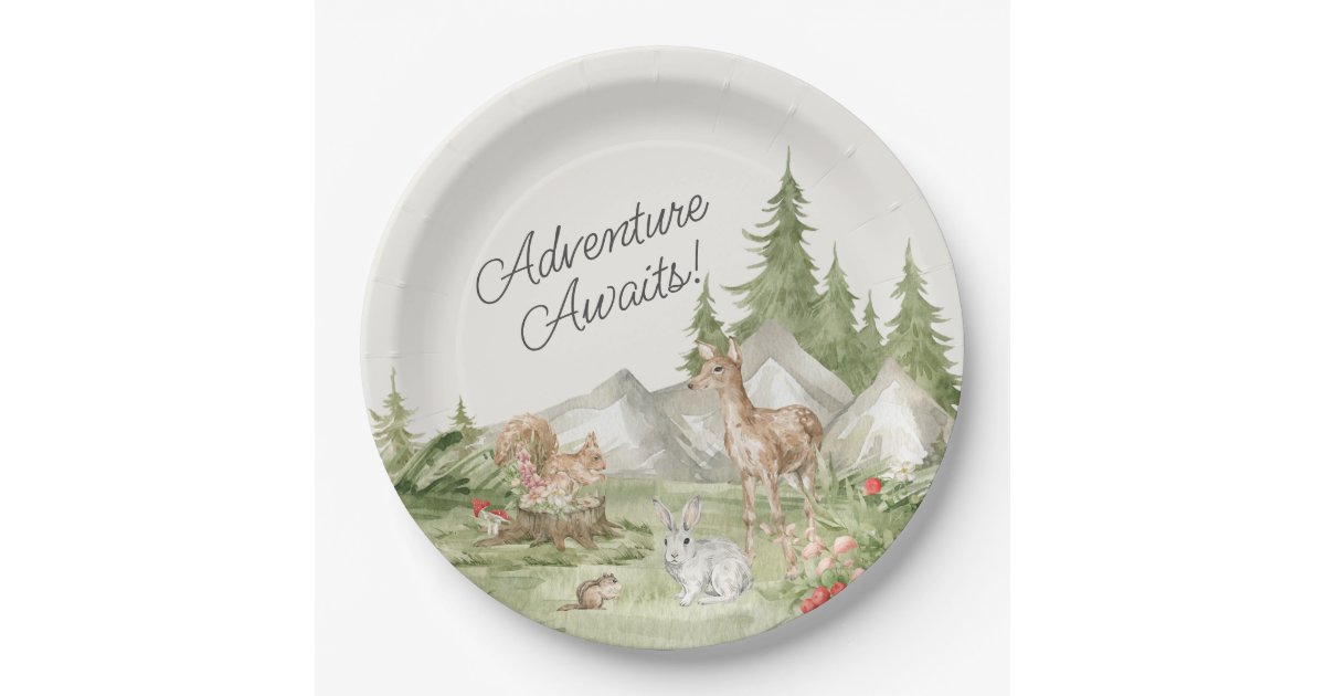 Woodland Animals Adventure Awaits Paper Plates | Zazzle