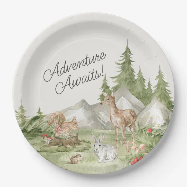 Woodland Animals Adventure Awaits Paper Plates | Zazzle
