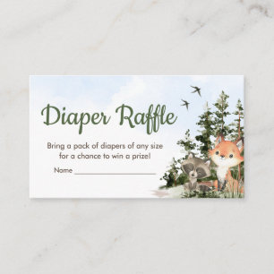 Woodland Animals Adventure Baby Diaper Raffle Enclosure Card