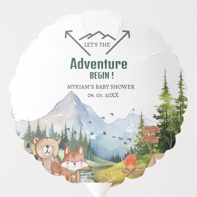 Woodland Animals Adventure Baby Shower Balloon (Front)