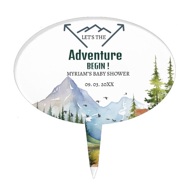 Woodland Animals Adventure Baby Shower Cake Topper (Front)