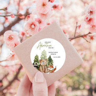 Woodland Animals Adventure Baby Shower Classic Round Sticker