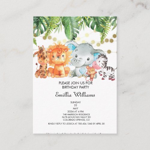 Woodland Animals Adventure Baby Shower Enclosure Card