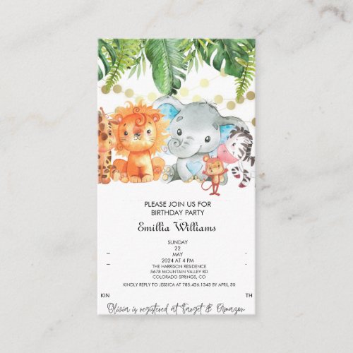 Woodland Animals Adventure Baby Shower Enclosure Card