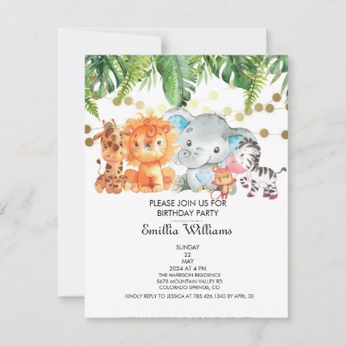 Woodland Animals Adventure Baby Shower Invitation